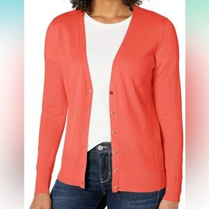 NWT Coral Pink V-Neck Cardigan Sweater